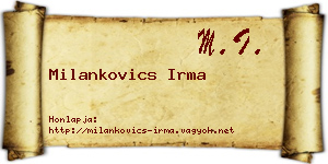 Milankovics Irma névjegykártya